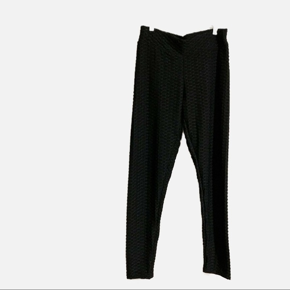 Textured Booty Scrunch Butt Lifting Black Leggings. Size XL - Picture 1 of 9
